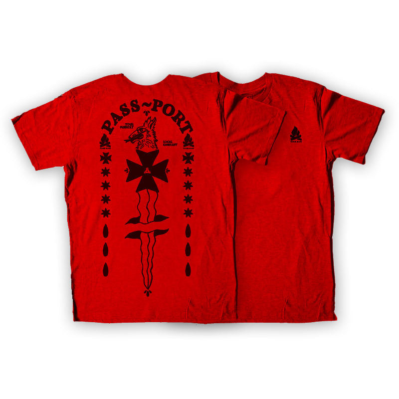 Passport Back Dagger Slim Fit Tee (Red)