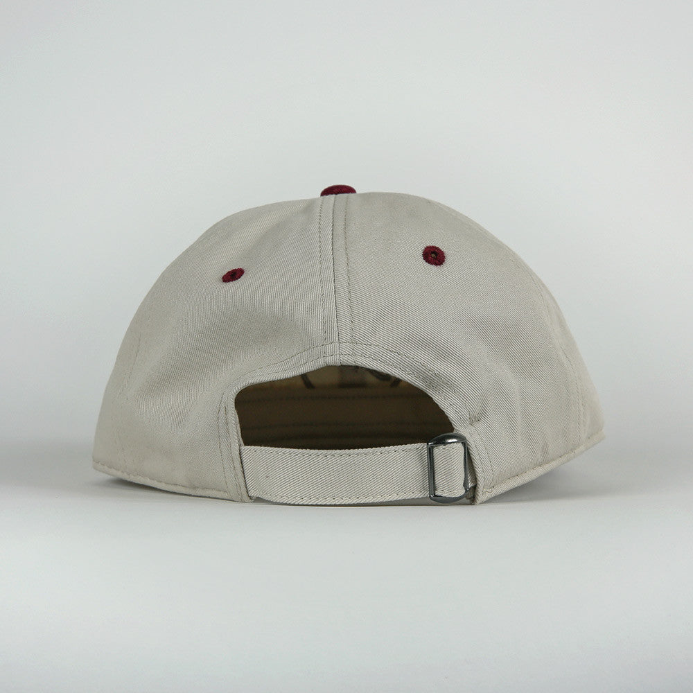 Broadcast Brand Signal Script Unstructured 6 Panel Hat - Stone/Burgundy