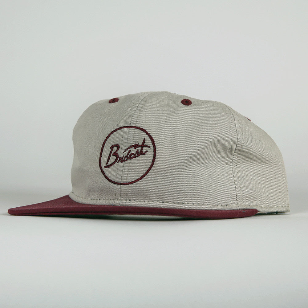 Broadcast Brand Signal Script Unstructured 6 Panel Hat - Stone/Burgundy