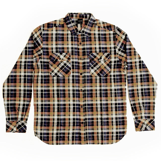 Pass Port Workers Flannel Shirt - Navy/Orange