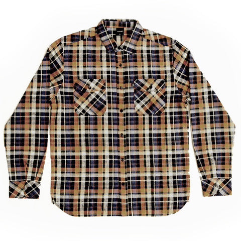 Pass Port Workers Flannel Shirt - Navy/Orange