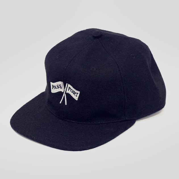 Pass~Port Cross Flags Wool 6 Panel Hat - Navy