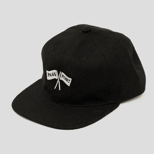 Pass~Port Cross Flags Wool 6 Panel Hat - Black